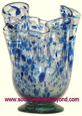 61 -  Flower Base Hand Blown Mexican Bubble Glass