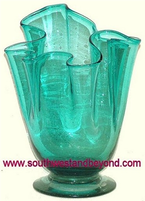 62 -  Flower Base Hand Blown Mexican Bubble Glass