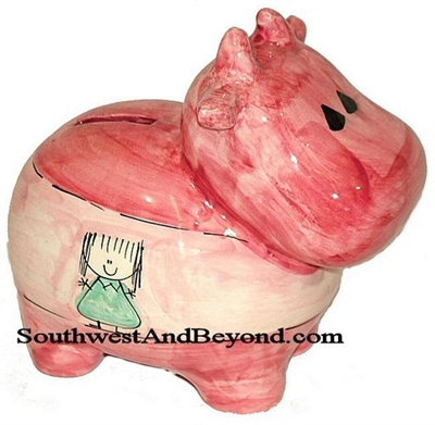 77001-04 Cow Shaped Hand Painted Money Bank