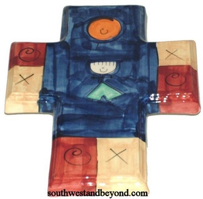 77005-02 Clay Art Hand Painted Painted Cross - Large