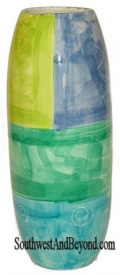 77009-02 Colorful Oval Shape Vase - Large
