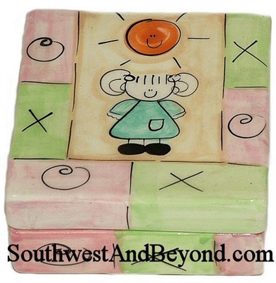 Hand Painted Square Keepsake Box