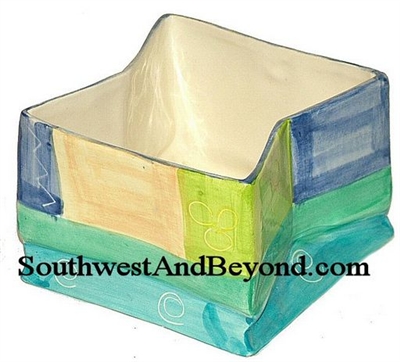 Colorful Hand Painted Square Planter