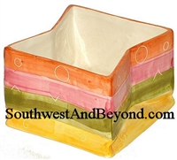 Colorful Hand Painted Square Planter