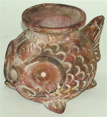 80243 Clay Fish Vase Mexican Pottery Set