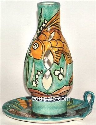 80353-F Candle Holder w/Cover Fish Design