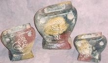 80404 Clay 3pc Pottery Set - Kokopelli Vase Set