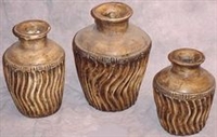 Clay 3pc Pottery Set - Swirly Design Vase Set