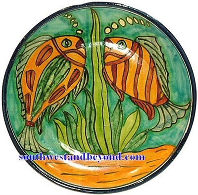 80503-F1 Talavera 12" Wall Plate Fish Design
