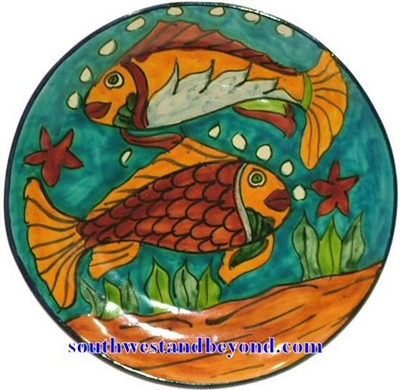 80503-F8 Talavera 12" Wall Plate Fish Design