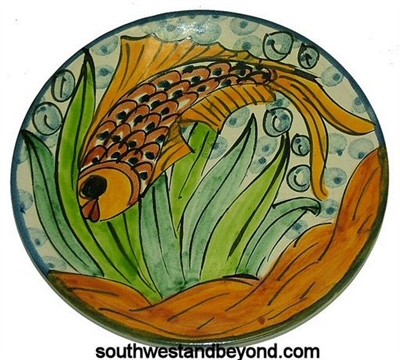 80506-F7 Talavera 9" Wall Plate Fish Design