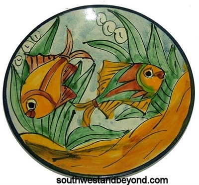 80506-F8 Talavera 9" Wall Plate Fish Design