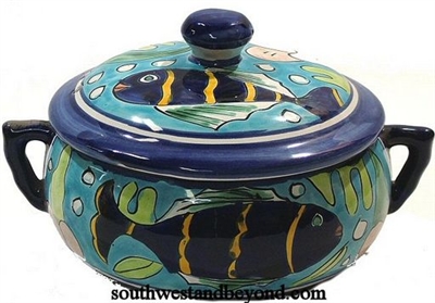 80531-F1 Talavera Crock Pot Fish Design- Small