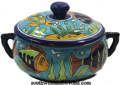 80531-F3 Talavera Crock Pot Fish Design- Small