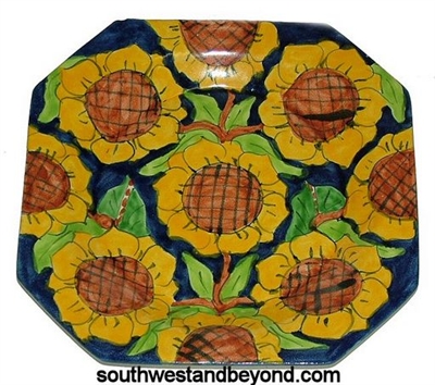 80587-E3 Talavera 10" Octogon Wall Plate Sunflower Design