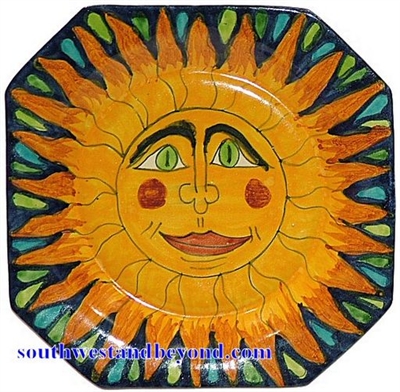 80587-G7  Talavera 10" Octogon Wall Plate Sun Design