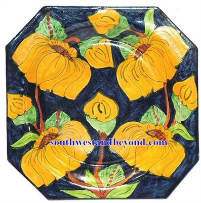 80588-E3  Talavera 12" Octagon Wall Plate Sunflower Design