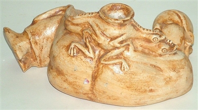 80657 Woman and Lazy Lizards Clay Candle Holder - Decorative