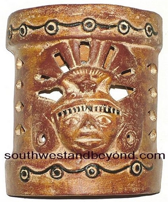 80672-E Rustic Clay Aztec Face Sconce