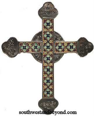 80687-A12   Cross - Talavera Tiled Wall Cross