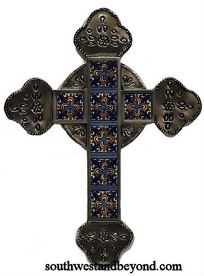 80687-B02 Cross - Talavera Tiled Wall Cross