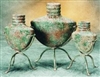 Clay 3pc Pottery Canteen Set - With Iron Stands