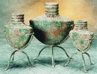 Clay 3pc Pottery Canteen Set - With Iron Stands