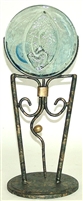 Iron and Glass Mexican Candle Holder - Sun Face Blue