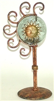 Iron and Glass Mexican Candle Holder - Sun Face Copper