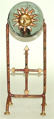 Iron and Glass Mexican Candle Holder - Sun face Copper