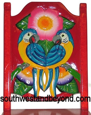 Color 15 -Chair Tropical Bird Design - Hand Carved Painted