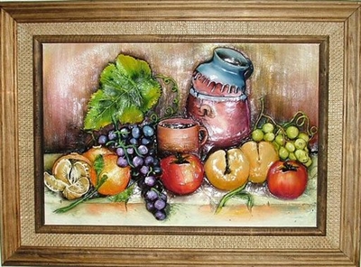 FP19 Fruit Pottery Scene Acrylic Painting