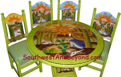 01  Desert Design Table Set Hand Carved Painted - 024