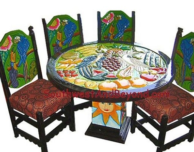 001b - Tropical Bird Fruits Table Sets â€“ Hand Carved - 055