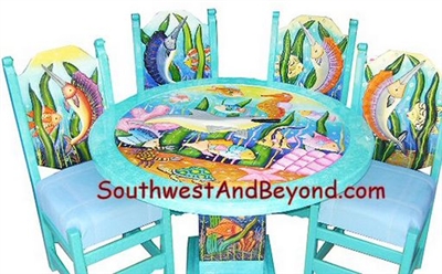 001b - Tropical Fish Table Sets â€“ Hand Carved Painted - 084