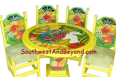 001b - Tropical Bird & Fruit Table Sets â€“ Hand Carved - 086