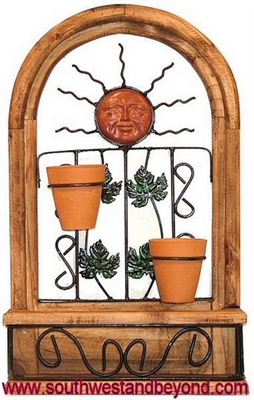 WF206 Rustic Arched Window Frame Wall Decor - Clay Sun