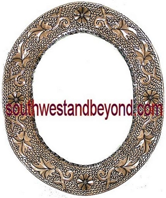 Mexican Oval Tin Framed Mirror - Coffee Cream Color
