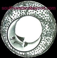 Mexican Silver Color Crescent Moon Design Mexican Tin Frame Mirror