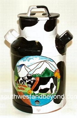 0-80629 Old Fashioned Milk Can - Cow Design