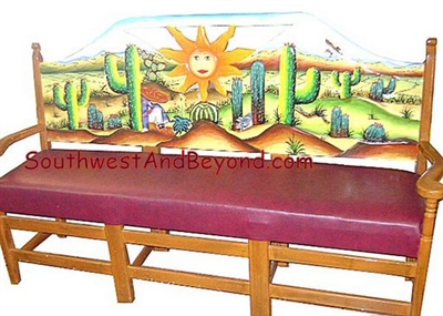 02 - Bench - Desert Design Hand Carved Hand Painted - 019
