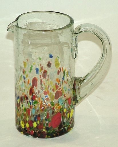 036-N Hand Blown Mexican Glass Pitcher Lower Half Confetti