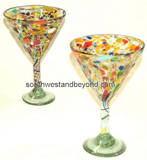 Multi Color Confetti Margarita Glass - Set of 4