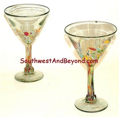 057-J Martini Mexican Bubble Glass Martini Lower Half Confetti - 4 pc set