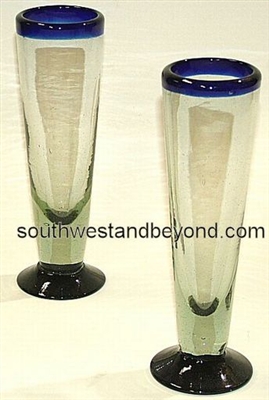 060-2A Specialty Mexican Glass Cobalt Blue Rim - 4 pc Set