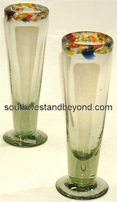060-2H Specialty Mexican Glass Confetti Rim- 4 pc Set