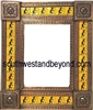 rectangular 21"x25" tin framed hand hammered mirror with talavera tiles - copper