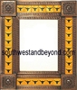 rectangular 21"x25" tin framed hand hammered mirror with talavera tiles - copper