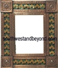 rectangular 21"x15" tin framed mirror with talavera tiles -copper