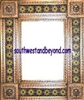 rectangular 21"x15" tin framed hand hammered mirror with talavera tiles - copper